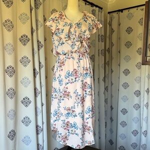Bobeau Pink Floral Midi Dress